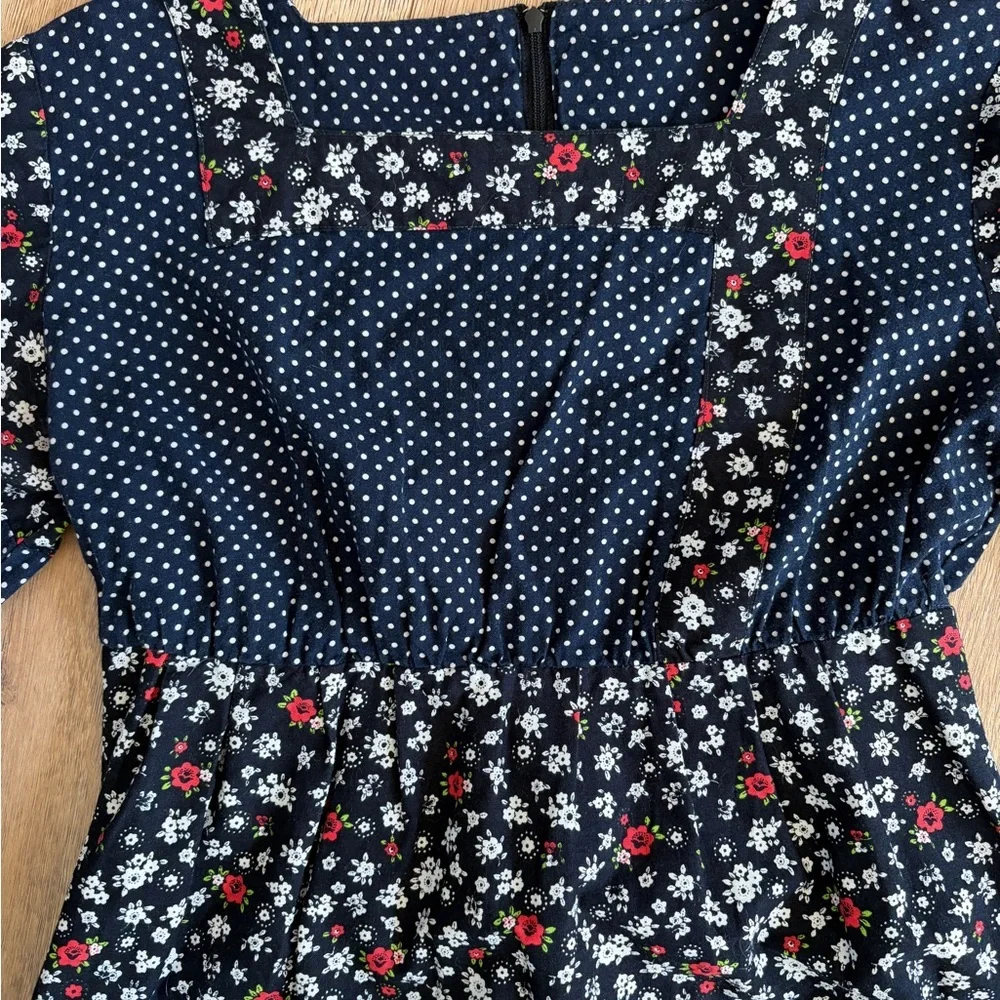 Vintage Prairie Floral Empire Waist Midi Dress Cottagecore Boho - Picture 4 of 8